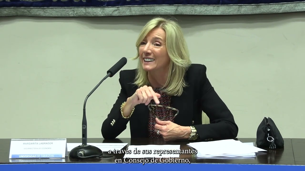 La vicerrectora de Economía, Margarita Labrador, presenta los presupuestos de Unizar para  2025
